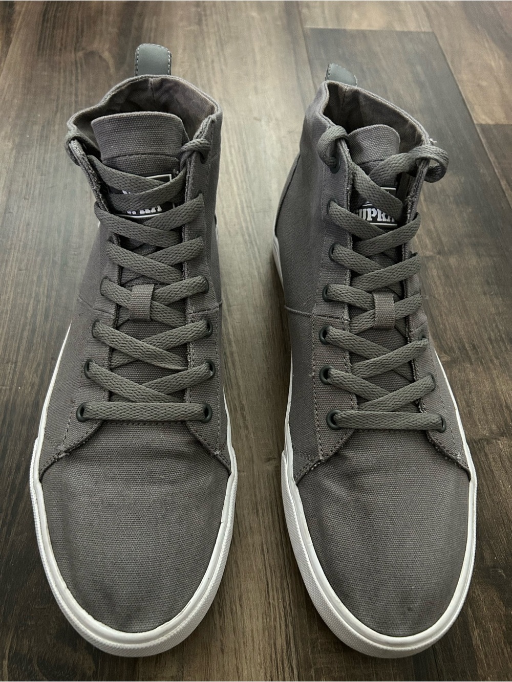 SUPRA Mens Size UK 10 US 11 Gray Canvas High Top Skateboarding Shoes Sneakers